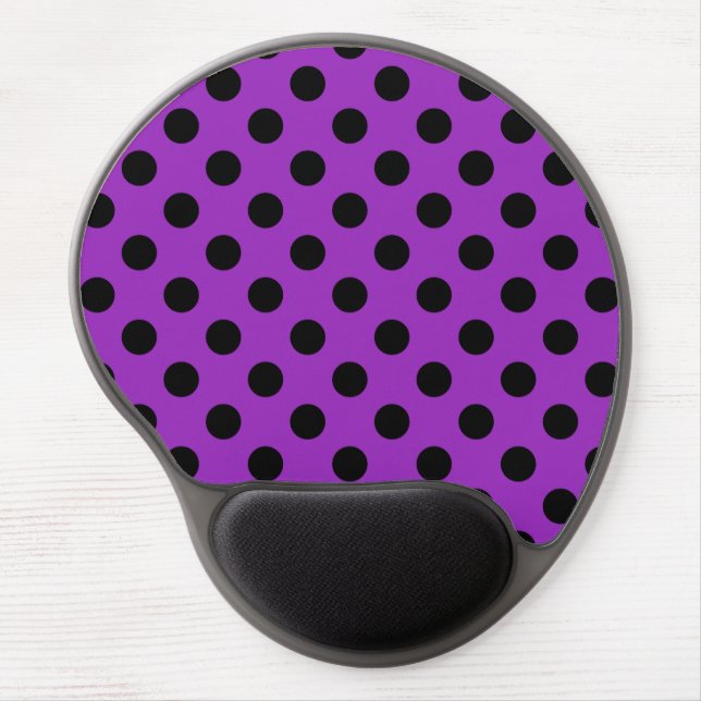 Black polka dots on purple gel mouse pad (Front)