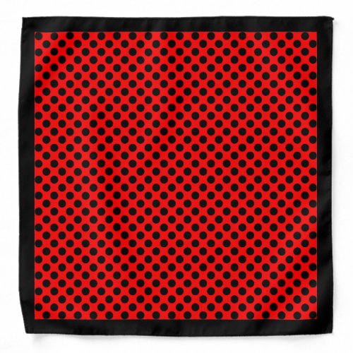 Black Polka Dots on Red Black Border Bandana