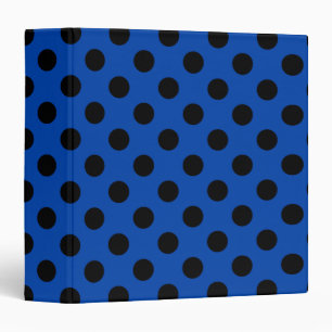 Black polka dots on royal blue binder