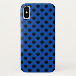 Black polka dots on royal blue iPhone x case