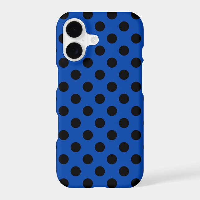 Black polka dots on royal blue Case-Mate iPhone case (Back)