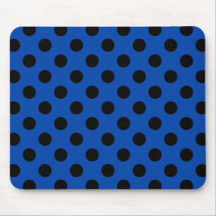 Black polka dots on royal blue mouse pad