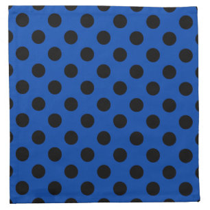 Black polka dots on royal blue napkin