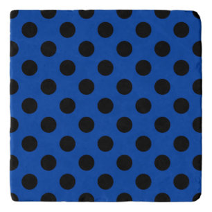 Black polka dots on royal blue trivet