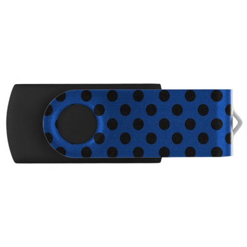 Black polka dots on royal blue USB flash drive