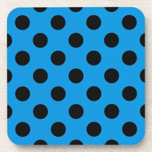 Black polka dots on sky blue beverage coaster
