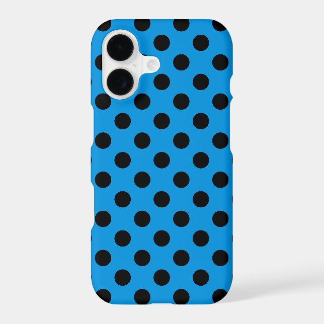 Black polka dots on sky blue Case-Mate iPhone case (Back)