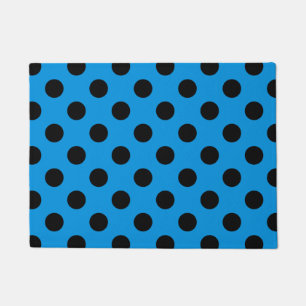 Black polka dots on sky blue doormat