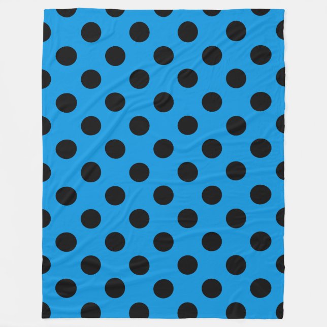 Black polka dots on sky blue fleece blanket (Front)