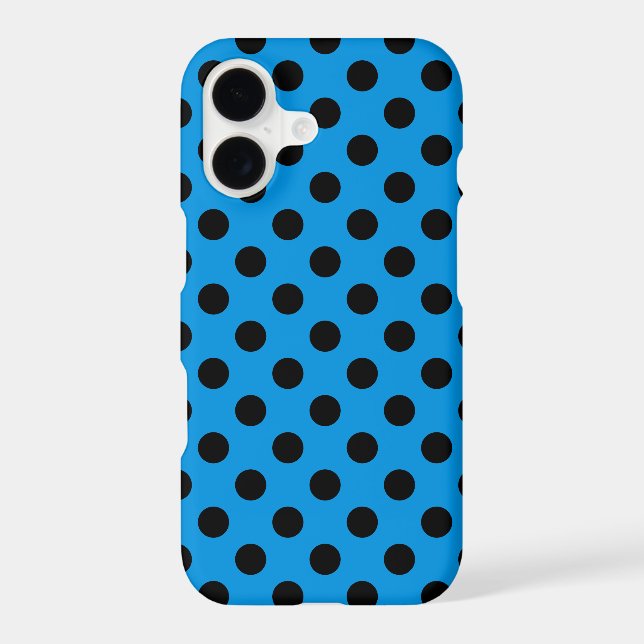 Black polka dots on sky blue  iPhone case (Back)