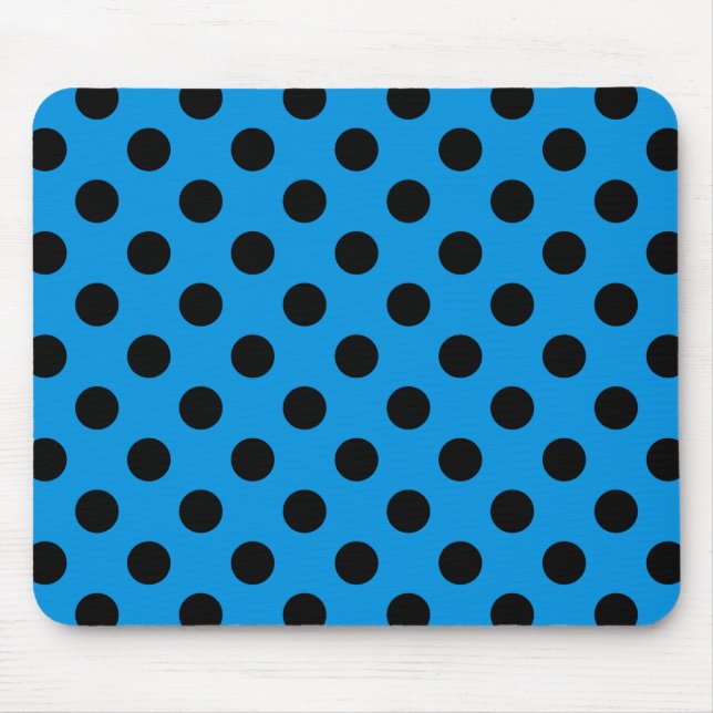 Black polka dots on sky blue mouse pad (Front)