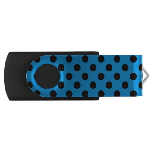 Black polka dots on sky blue USB flash drive