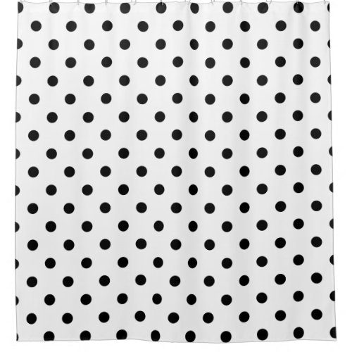 Black Polka Dots on Solid White Shower Curtain