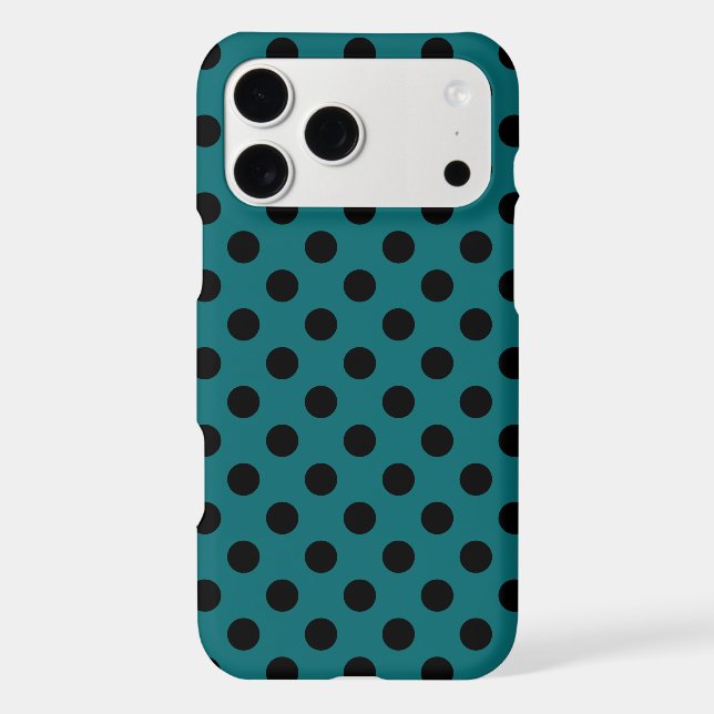 Black polka dots on teal Case-Mate iPhone case (Back)