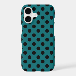 Black polka dots on teal iPhone 17 case