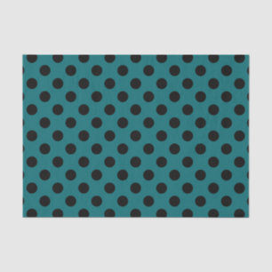 Black polka dots on teal tissue paper