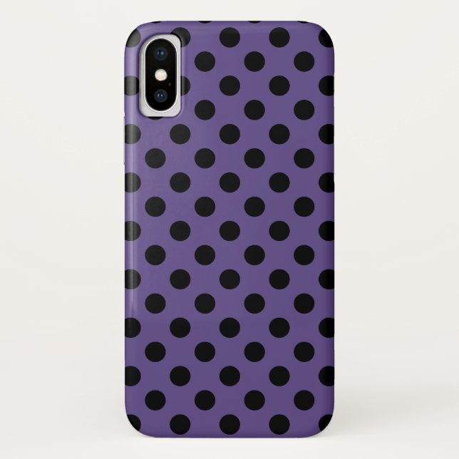 Black polka dots on ultra violet Case-Mate iPhone case (Back)