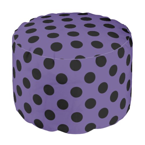 Black polka dots on ultra violet pouf