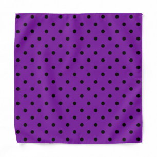 Black Polka Dots on Violet Purple Bandana