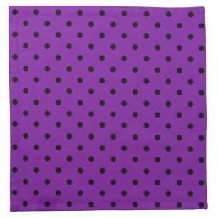 Black Polka Dots on Violet Purple Cloth Napkin