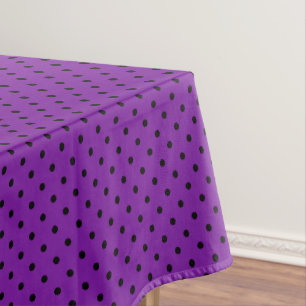 Black Polka Dots on Violet Purple Tablecloth
