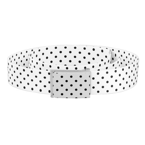 Black Polka Dots on White Background Belt