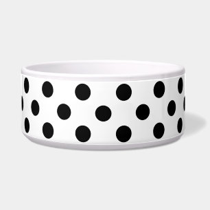 Black Polka Dots on White Background Bowl