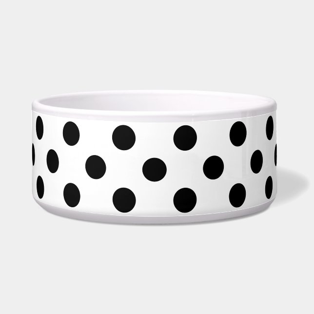 Black Polka Dots on White Background Bowl (Front)