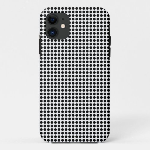 Black Polka Dots on White Background iPhone 11 Case