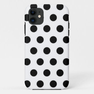 Black polka Dots On White Background iPhone 11 Case