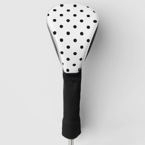 Black Polka Dots on White Background Golf Head Cover