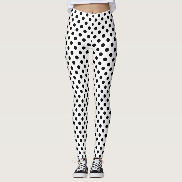 Black Polka Dots on White Background Leggings | Zazzle.com