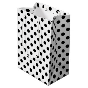Black Polka Dots on White Background Medium Gift Bag
