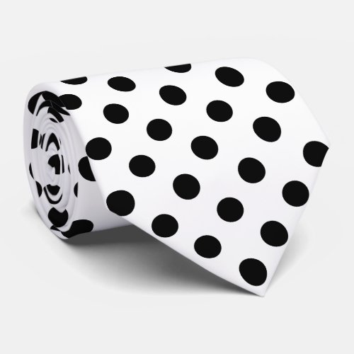 Black Polka Dots on White Background Tie