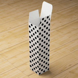 Black Polka Dots on White Background Wine Box