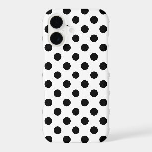Black polka dots on white iPhone 17 case