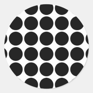 Black Polka Dots on White Classic Round Sticker