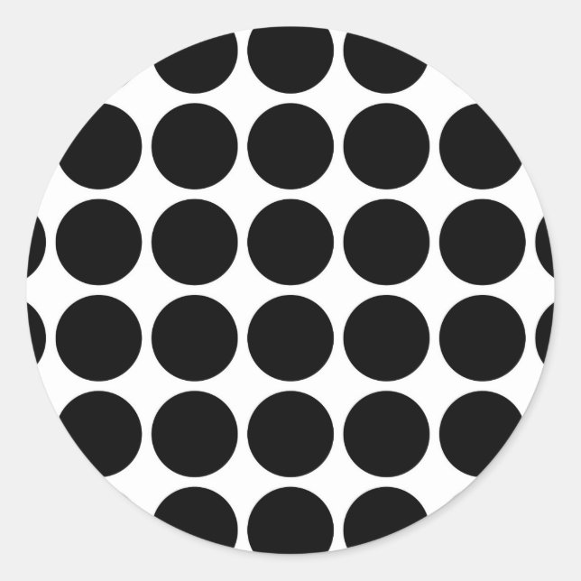 Black Polka Dots on White Classic Round Sticker (Front)