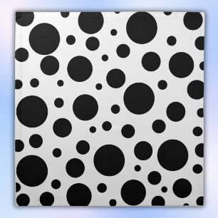 Black Polka Dots on White   Cloth Napkin
