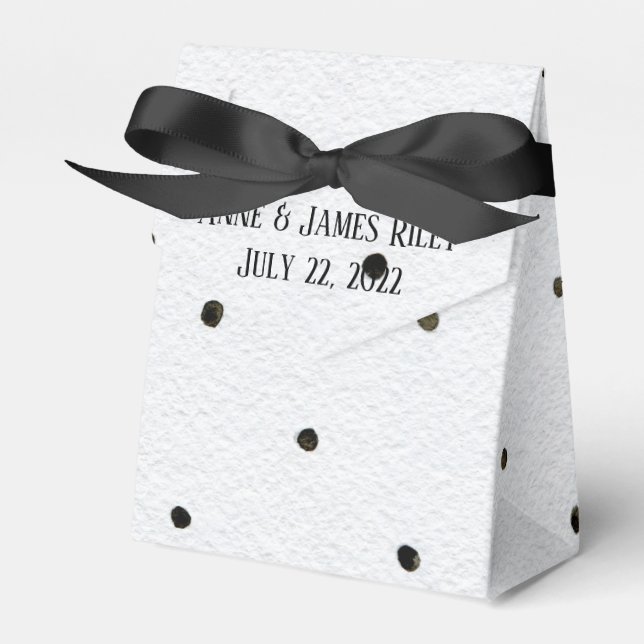 black polka dots on white favor boxes (Front Side)