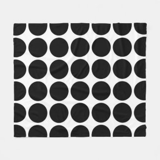 Black Polka Dots on White Fleece Blanket