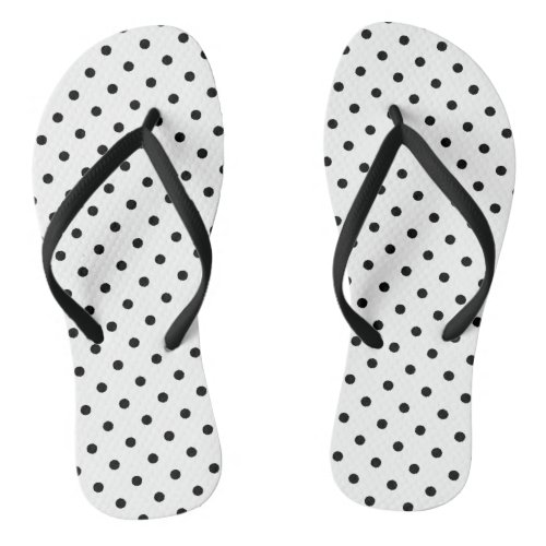 Black Polka Dots on White Flip Flops