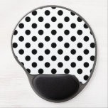 Black polka dots on white gel mouse pad