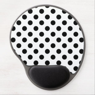 Black polka dots on white gel mouse pad