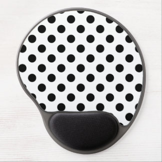 Black polka dots on white gel mouse pad