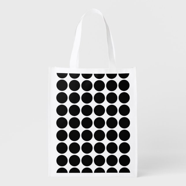 Black Polka Dots on White Grocery Bag (Front)