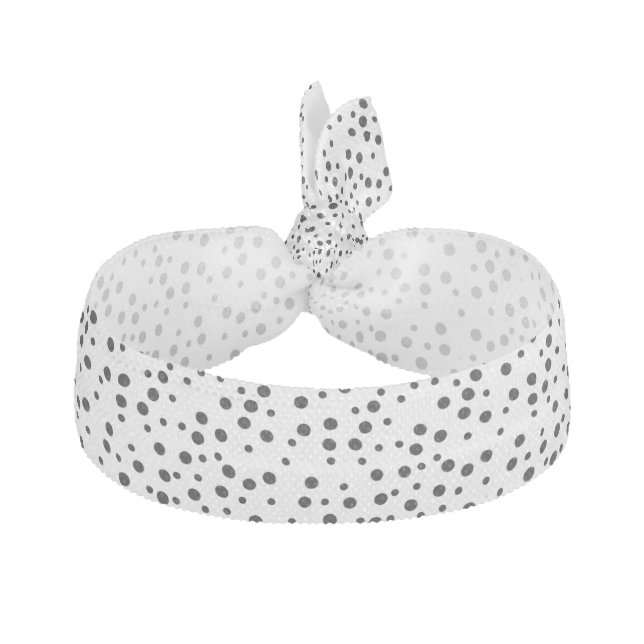 Black Polka Dots on White Hair Ties (Front)