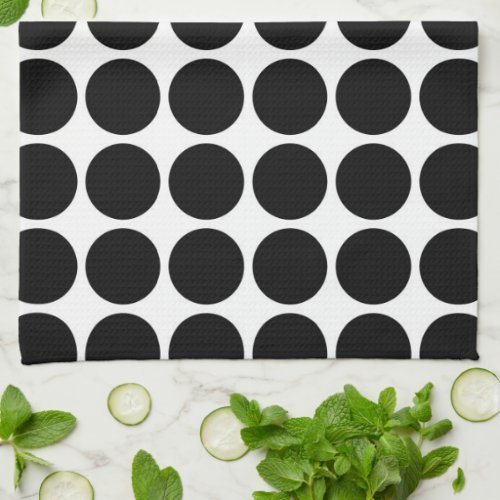 Black Polka Dots on White Kitchen Towel