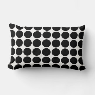 Black Polka Dots on White Lumbar Pillow