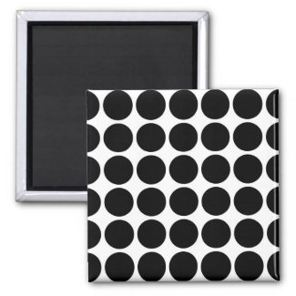 Black Polka Dots on White Magnet